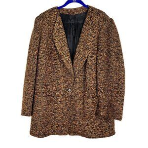 Vintage WLBW Tweed Blazer Brown XL Neutral Classic Chic Old Money Preppy 70s